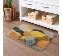 Tappetino da bagno con motivo geometrico roccia, design astratto con pietre colorate, antiscivolo, tappeto da doccia moderno in memory foam, lavabile, per bagno, decorazione per bagno, WC, 50 x 81 cm