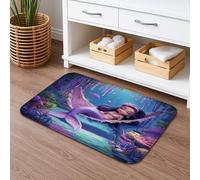 Tappetino da bagno con motivo incantevole sirena, vivace scena subacquea, morbido e assorbente, antiscivolo, ideale per l'arredamento estivo del bagno 50 x 81 cm
