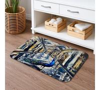 Tappetino da bagno con motivo pavone paradiso ad asciugatura rapida, con piume colorate artistiche, assorbente, antiscivolo, decorativo, in memory foam, lavabile, per bagno, WC, 40,6 x 61 cm