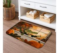 Tappetino da bagno con motivo zucca autunnale, ad asciugatura rapida, design a coccodrillo, assorbente, antiscivolo, in flanella, lavabile, per bagno, decorativo, 40,6 x 61 cm