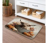Tappetino da bagno con mucca delle Highland autunnali, design rustico, assorbente, antiscivolo, in memory foam, lavabile, per bagno, WC, WC, decorativo, 50 x 81 cm