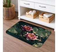 Tappetino da bagno con ninfea e fiori di ninfea ad asciugatura rapida, tappetino da doccia assorbente, antiscivolo, in flanella naturale, lavabile, per bagno, WC, decorativo, 40,6 x 61 cm