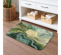 Tappetino da bagno con onde verdi astratte, ad asciugatura rapida, moderno, motivo a vortice, assorbente, antiscivolo, in memory foam, lavabile, per tutto l'anno, per bagno, WC, decorativo, 50 x 81 cm