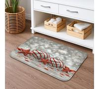 Tappetino da bagno con ornamenti natalizi ad asciugatura rapida, con stelle rosse glitterate, antiscivolo, tappetino da doccia in flanella decorativa per le vacanze, lavabile, per bagno, WC, 40,6 x 61