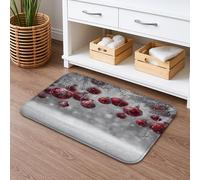 Tappetino da bagno con ornamenti natalizi ad asciugatura rapida, palline rosse e fiocchi di neve, assorbente, antiscivolo, in flanella, lavabile, per la decorazione del bagno, 40,6 x 61 cm