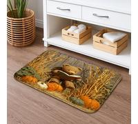 Tappetino da bagno con orsetto autunnale, con simpatico orso in zucca, antiscivolo, in memory foam, lavabile, decorazione per il bagno, 50 x 81 cm