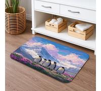 Tappetino da bagno con paesaggio invernale con pinguini, tappetino da bagno colorato con scena della natura, assorbente, antiscivolo, comodo tappetino da bagno in memory foam, lavabile, per bagno, WC