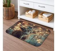 Tappetino da bagno con palla da discoteca con mucca delle Highlands, rustico, chic, assorbente, antiscivolo, in memory foam, lavabile, per bagno, WC, decorativo, 50 x 81 cm