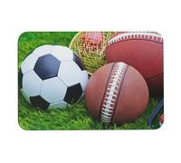 Tappetino da bagno con palline sportive sull'erba, assorbe l'umidità e lo sporco, con retro in gomma antiscivolo, adatto sotto la porta, per pavimento del bagno, vasca, doccia, lavandino