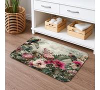 Tappetino da bagno con paradiso floreale, ad asciugatura rapida, stile botanico tropicale, vintage, antiscivolo, in memory foam, lavabile, per bagno, WC, decorativo, 50 x 81 cm
