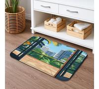 Tappetino da bagno con paradiso tropicale, ad asciugatura rapida, con foglie di palma vibranti, antiscivolo, in memory foam, lavabile, per bagno, WC, decorativo, 50 x 81 cm