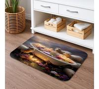 Tappetino da bagno con pecore e fiori ad asciugatura rapida, tappetino da doccia assorbente e antiscivolo, in flanella decorativa primaverile, lavabile, per bagno, WC, 40,6 x 61 cm