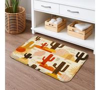 Tappetino da bagno con piante del deserto, ad asciugatura rapida, con cactus arancioni e marroni, assorbente, antiscivolo, in memory foam, lavabile, per bagno, decorativo, 50 x 81 cm