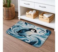 Tappetino da bagno con pinguino, blu fantasioso design astratto, assorbente, antiscivolo, decorazione invernale per la casa per bagno, WC, 50 x 81 cm