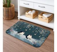 Tappetino da bagno con pinguino Winter Wonderland, ad asciugatura rapida, con scena innevata, assorbente, antiscivolo, in flanella, lavabile, decorazione per le vacanze, 40,6 x 61 cm