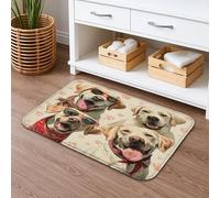 Tappetino da bagno con ritratti di cane, ad asciugatura rapida, con stampa animalier, assorbente, antiscivolo, divertente, in flanella, lavabile, per bagno, WC, decorativo, 50 x 81 cm