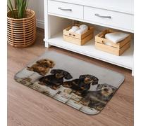 Tappetino da bagno con ritratti di cane, ad asciugatura rapida, design con animali giocosi, assorbente, antiscivolo, in flanella, lavabile, per bagno, WC, decorativo, 40,6 x 61 cm
