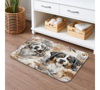 Tappetino da bagno con ritratti di cani, design floreale rustico, assorbente, antiscivolo, tappetino da doccia in memory foam, lavabile a tema natura, per bagno, WC, WC, decorativo, 50 x 81 cm