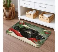 Tappetino da bagno con ritratto di cane natalizio, ad asciugatura rapida, decorazione vintage con animali, assorbente, antiscivolo, in flanella, lavabile, tappeto da bagno decorativo per il bagno