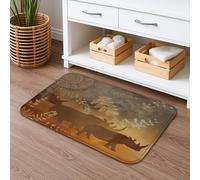 Tappetino da bagno con sagoma di rinoceronte, stile rustico, ispirato alla natura, tappeto ad acquerello, decorazione autunnale, assorbente, antiscivolo, per bagno, WC, 40,6 x 61 cm