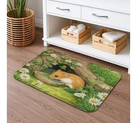 Tappetino da bagno con scena da giardino con topolino affascinante, design ispirato alla natura fantasiosa, tappetino da doccia assorbente, antiscivolo, accogliente memory foam, lavabile, decorazione