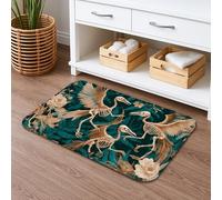 Tappetino da bagno con scheletro e uccellini, ad asciugatura rapida, motivo floreale vintage, assorbente, antiscivolo, decorativo, lavabile, per bagno, WC, 50 x 81 cm