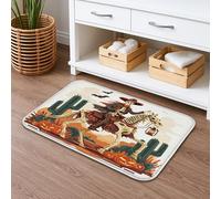 Tappetino da bagno con scheletro, per Halloween, stile occidentale vintage, assorbente, antiscivolo, in flanella, lavabile, decorazione per il bagno, 40,6 x 61 cm