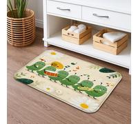 Tappetino da bagno con simpatico bruco musicale, design con cartoni animati verde primaverile, antiscivolo, divertente, morbido, assorbente, per il bagno dei bambini, 40,6 x 61 cm