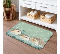 Tappetino da bagno con simpatico riccio e bolle, ad asciugatura rapida, motivo animale, assorbente, antiscivolo, divertente, in flanella, lavabile, per bagno, WC, decorativo, 50 x 81 cm