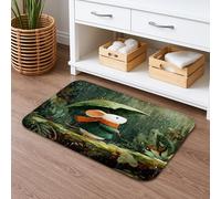 Tappetino da bagno con simpatico topolino con ombrello, tappetino da doccia antiscivolo ispirato alla natura, decorazione autunnale, tappetino da bagno in memory foam, 40,6 x 61 cm