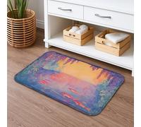 Tappetino da bagno con stagno con carpe, ad asciugatura rapida, decorazione artistica con pesci ad acquerello, assorbente, antiscivolo, in memory foam, lavabile, per bagno, WC, decorativo, 50 x 81 cm