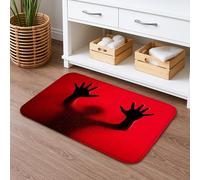 Tappetino da bagno con stampa a mano con ombra rossa, tappetino da bagno antiscivolo artistico astratto, moderno, in memory foam, lavabile, per bagno, WC, decorativo, 50 x 81 cm