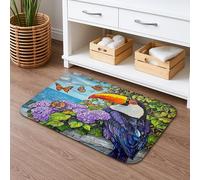 Tappetino da bagno con stampa di tucano tropicale, ad asciugatura rapida, con farfalle colorate e fiori, assorbente, antiscivolo, per tutte le stagioni, in memory foam, lavabile, decorazione per il