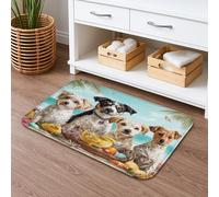 Tappetino da bagno con stampa di un cane ad asciugatura rapida, tappetino da bagno assorbente e antiscivolo, motivo animale, decorativo, estivo, in flanella, lavabile, per bagno, WC, 40,6 x 61 cm