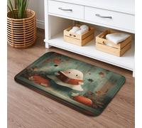 Tappetino da bagno con stampa di un simpatico fantasma, con foglie di zucca autunnale, antiscivolo, ad asciugatura rapida, tappetino da bagno lavabile, per Halloween, decorazione autunnale, 40,6 x 61