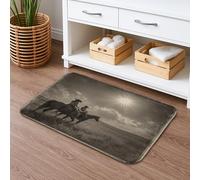 Tappetino da bagno con stampa western vintage cowboy, tappetino da doccia assorbente, antiscivolo, in memory foam, lavabile, per bagno, WC, 50 x 81 cm