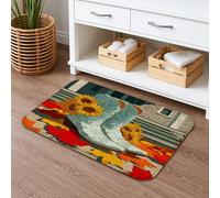 Tappetino da bagno con stivali da cowboy e girasole, design vintage rustico floreale, antiscivolo, in memory foam, lavabile, per bagno, WC, decorativo, 50 x 81 cm