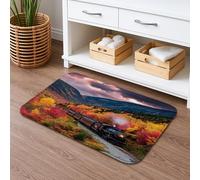 Tappetino da bagno con treno autunnale ad asciugatura rapida, tappetino da doccia antiscivolo colorato con foglie autunnali, in memory foam, lavabile, per bagno, WC, decorativo, 50 x 81 cm