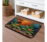 Tappetino da bagno con uccelli tropicali ad asciugatura rapida, foglie verdi vivaci e fiori colorati, antiscivolo, in memory foam, lavabile, per bagno, WC, decorativo, 40,6 x 61 cm