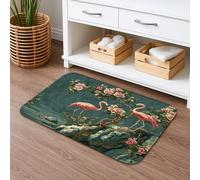 Tappetino da bagno con uccelli tropicali e fiori ad asciugatura rapida, tappetino da doccia assorbente, antiscivolo, in flanella botanica, lavabile, per bagno, WC, WC, decorativo, 40,6 x 61 cm