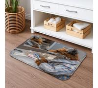 Tappetino da bagno con volpe, design accogliente con bosco, assorbente, antiscivolo, decorazione per il bagno, morbida fibra di microfibra, 40,6 x 61 cm