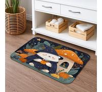 Tappetino da bagno con zucca autunnale e strega, simpatico orso con zucca, antiscivolo, in flanella, lavabile, decorazione per bagno e WC, 50 x 81 cm
