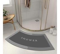 Tappetino da Bagno Curvo A Quadrante, Tappeto da Doccia Curvo Super Assorbente, Tappeto da Bagno Ad Angolo Morbido E Confortevole, Tappetino da Doccia Curvo L, Grey, 75 cm (Round)
