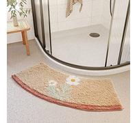 Tappetino da bagno curvo, tappetino da bagno semicircolare, tappetino angolare antiscivolo, tappetino da doccia, in microfibra ultra morbida e assorbente, per bagni di hotel