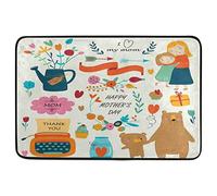 Tappetino da Bagno Cute Cartoon Bear Illustrations Happy Mother's Day Zerbini Resistente Zerbino da Interni Impermeabile Tappeti per Terrazzo Giardino Camera da Letto 40X60 CM