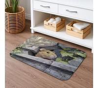 Tappetino da bagno da giardino con criceti, ispirato alla natura, stile vintage, motivo con animali ad acquerello, morbido memory foam, lavabile, per bagno, WC, decorativo, 40,6 x 61 cm