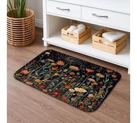 Tappetino da bagno da giardino floreale, ad asciugatura rapida, con fiori di campo vivaci, antiscivolo, in memory foam, lavabile, per bagno, WC, decorativo, 50 x 81 cm