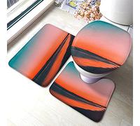 Tappetino da bagno da spiaggia Set di 3 pezzi Oceano Mare Acqua Sabbia Fattoria al tramonto Tappetino da bagno Tappeto grande Coprisedile copriwater Tappetino antiscivolo Tappetino antiscivol