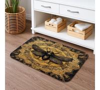 Tappetino da bagno decorativo con api antiche, motivo vintage con insetti dorati, assorbente, antiscivolo, in memory foam, lavabile, per bagno, WC, 50 x 81 cm
