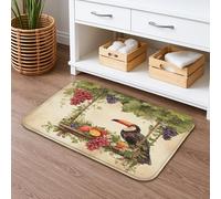 Tappetino da bagno decorativo con frutta tropicale e uccellino, design botanico vintage, antiscivolo, tappetino da doccia estivo in memory foam, lavabile, per bagno, WC, 50 x 81 cm